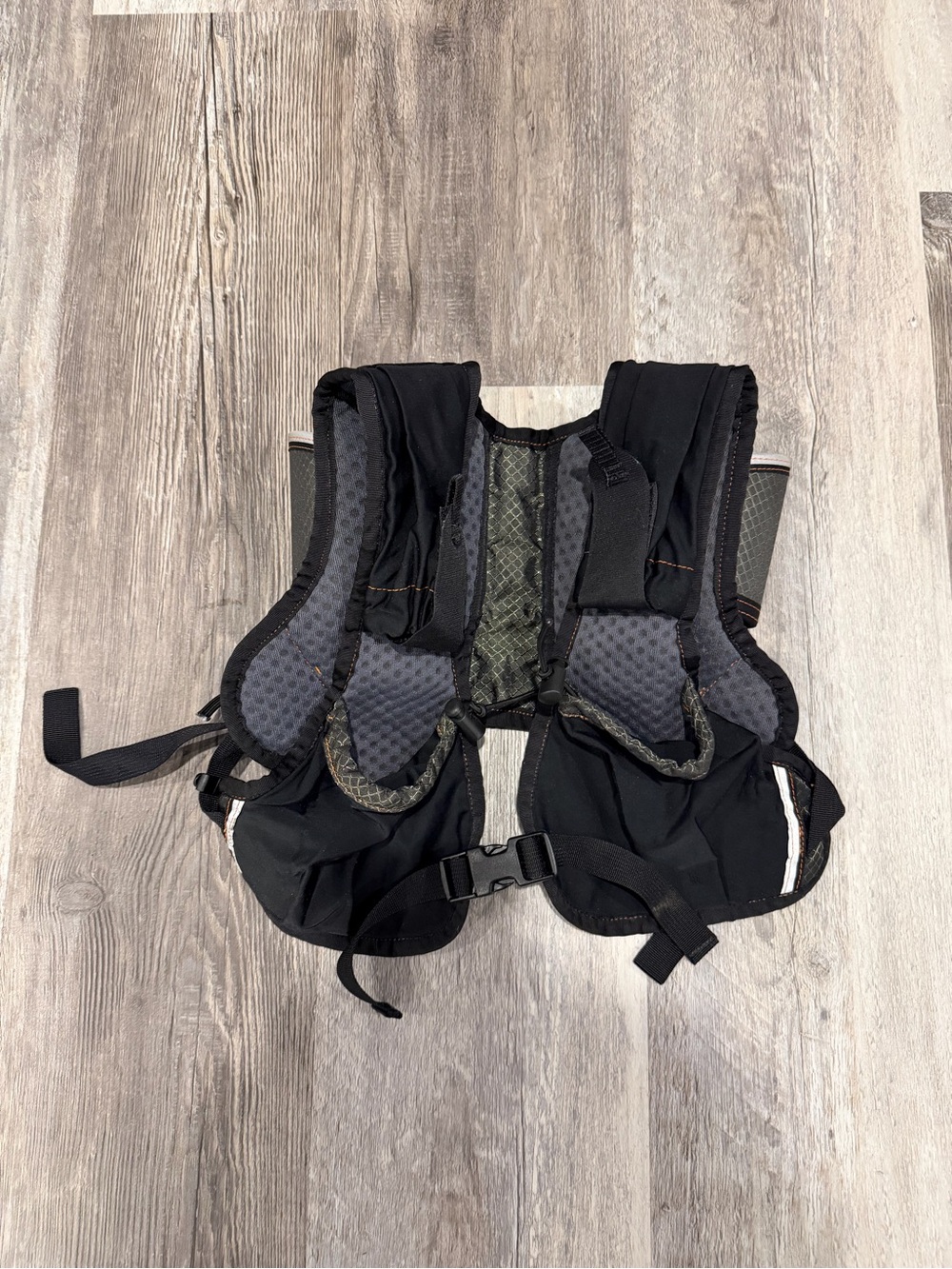 Reflective-Trim Black Running Vest with Padded Back